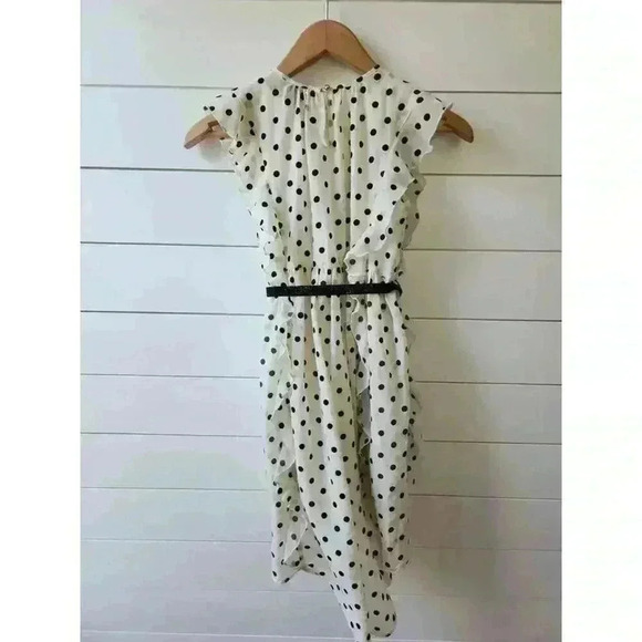 Disney D-Signed Girls Size S (7/8) Cream and Black Polka-dot Hi-Low Dress - Picture 2 of 4